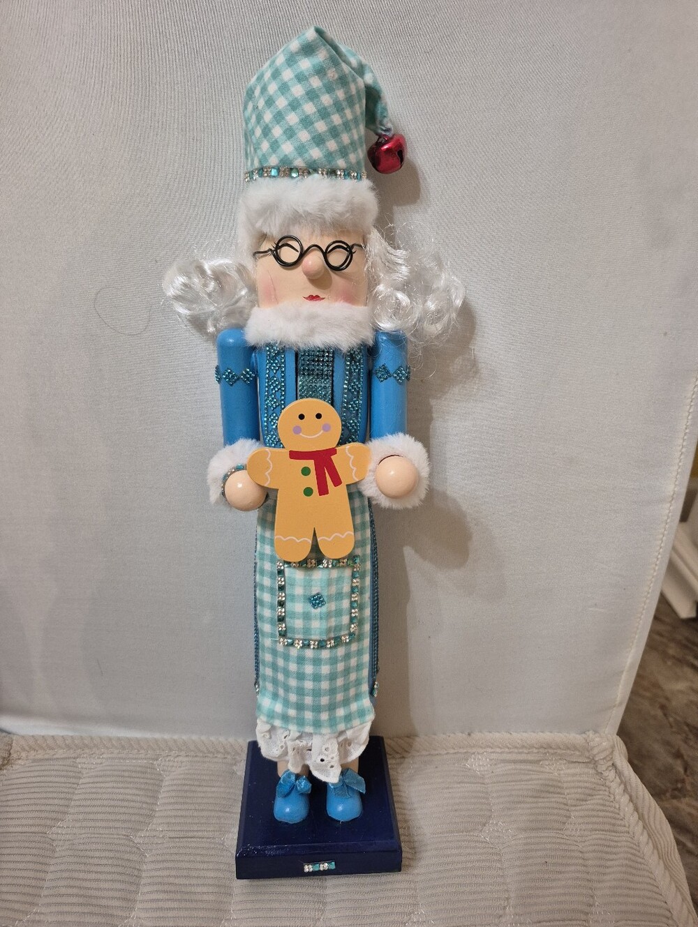 Mrs Claus Festive Teal Gingerbread Nutcracker Figurine